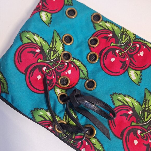 Betseyville Betsey Johnson Cherry HandBag Purse Chain & Leather Strap Turquoise - Picture 6 of 9